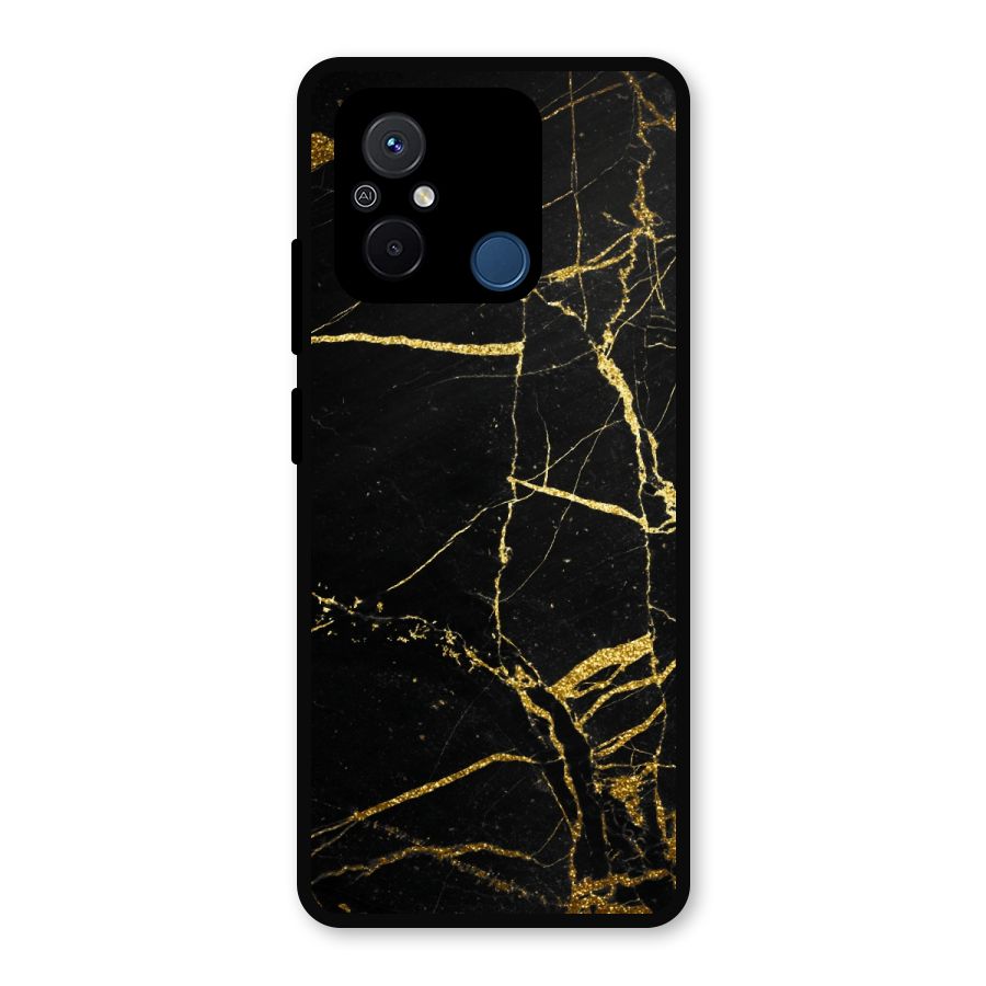 Black And Gold Design Metal Back Case for Redmi 12C
