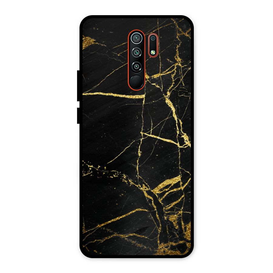 Black And Gold Design Metal Back Case for Redmi 9 Prime