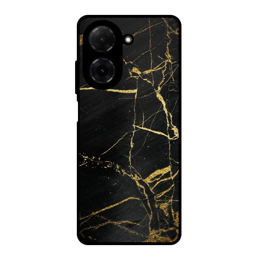 Black And Gold Design Metal Back Case for Redmi A5 4G