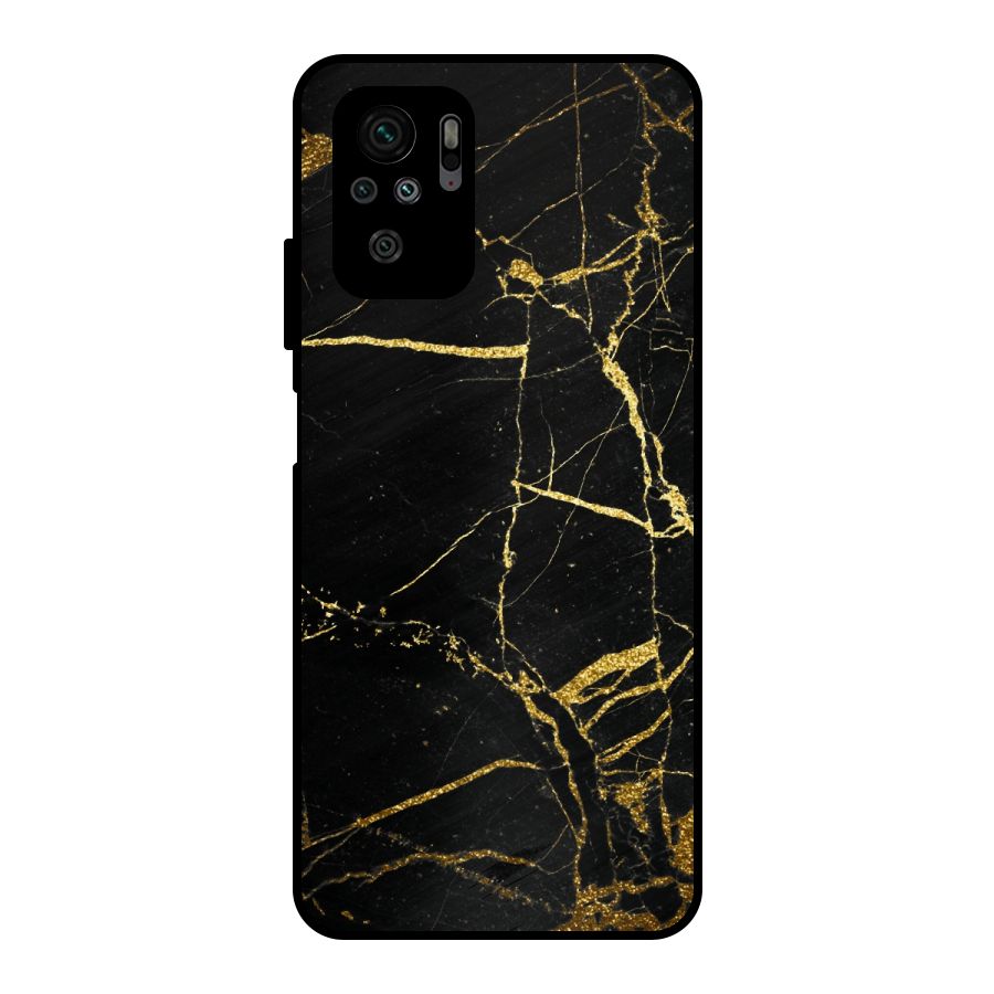 Black And Gold Design Metal Back Case for Redmi Note 10S