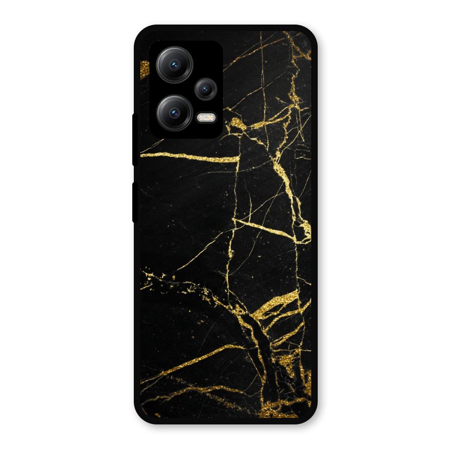 Black And Gold Design Metal Back Case for Redmi Note 12 5G