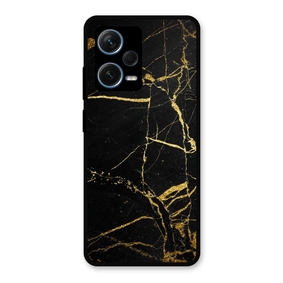 Black And Gold Design Metal Back Case for Redmi Note 12 Pro Plus 5G