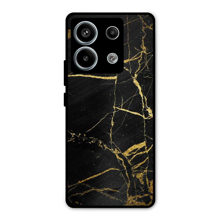 Black And Gold Design Metal Back Case for Redmi Note 13 Pro 5G