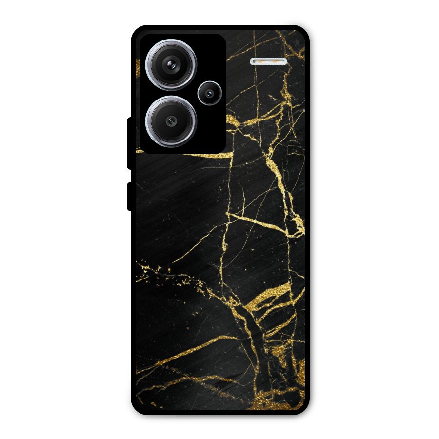 Black And Gold Design Metal Back Case for Redmi Note 13 Pro Plus