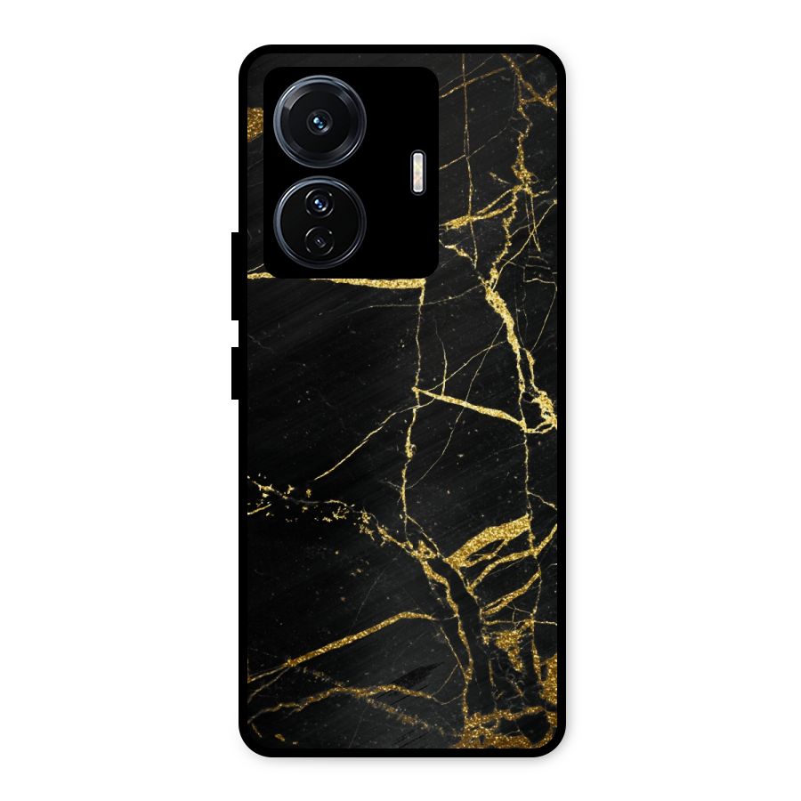 Black And Gold Design Metal Back Case for Vivo T1 Pro