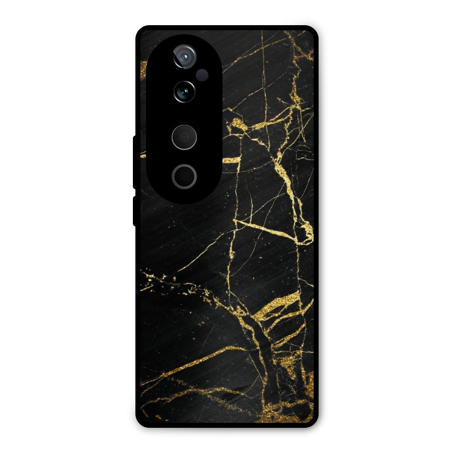 Black And Gold Design Metal Back Case for Vivo T3 Ultra