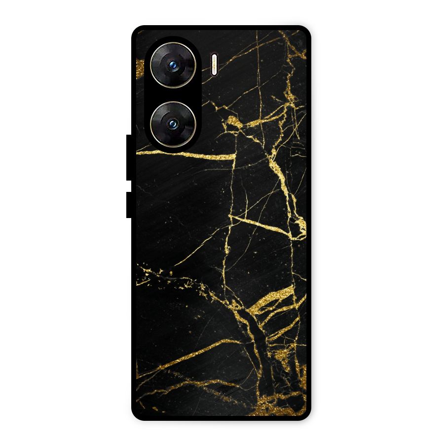 Black And Gold Design Metal Back Case for Vivo V29e