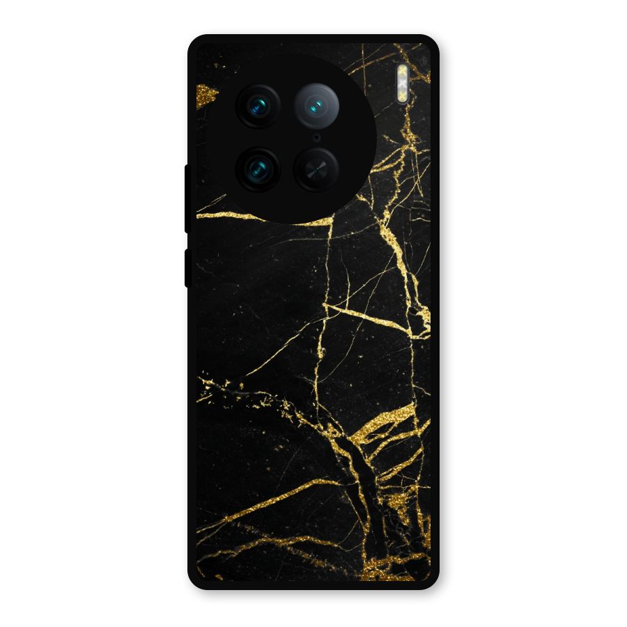 Black And Gold Design Metal Back Case for Vivo X90 Pro