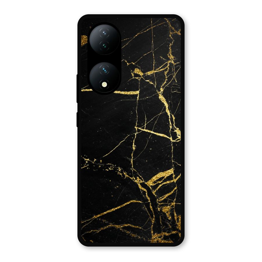 Black And Gold Design Metal Back Case for Vivo Y100a