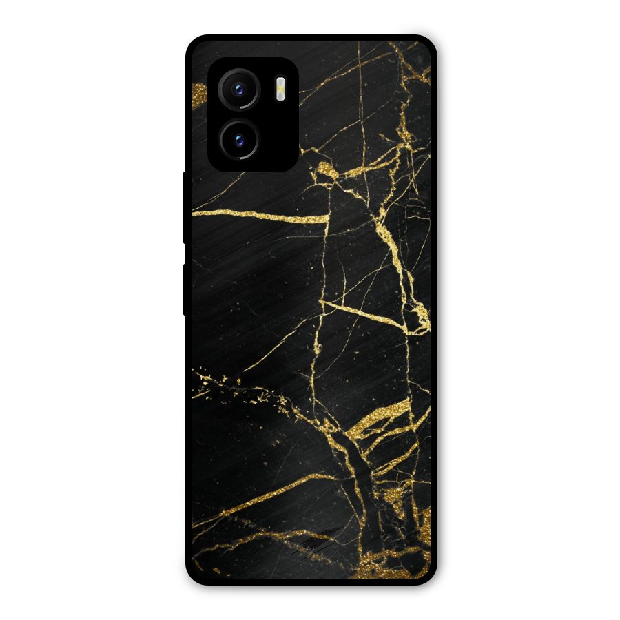 Black And Gold Design Metal Back Case for Vivo Y15s