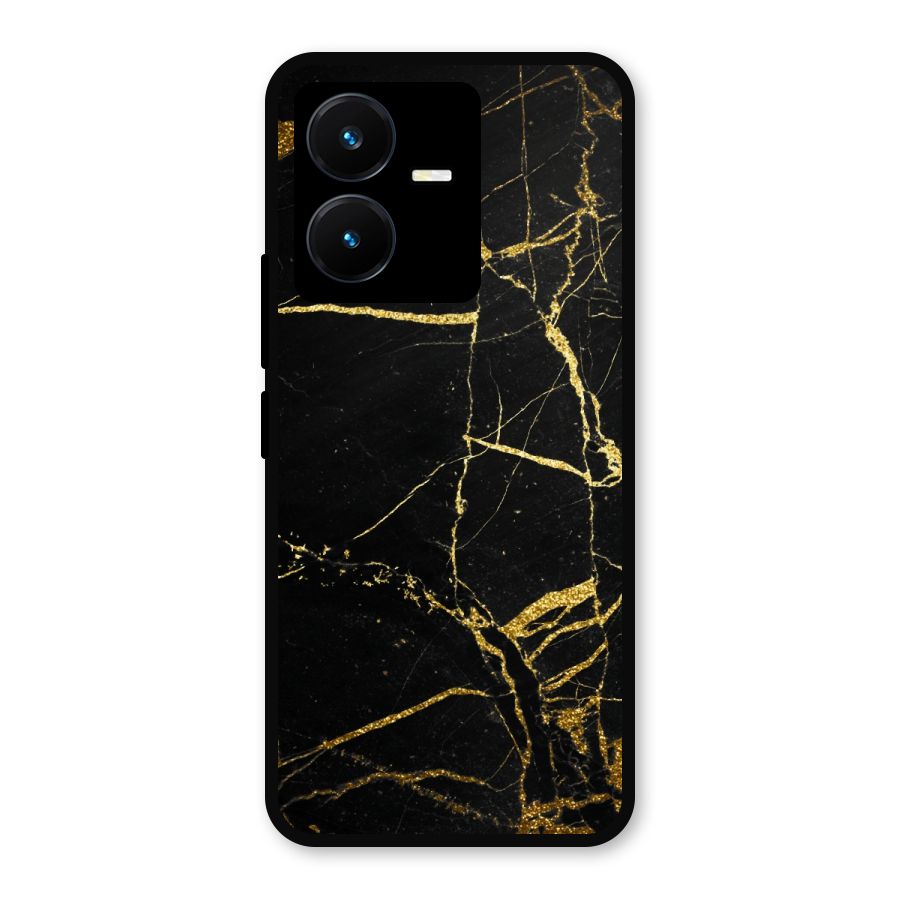 Black And Gold Design Metal Back Case for Vivo Y22