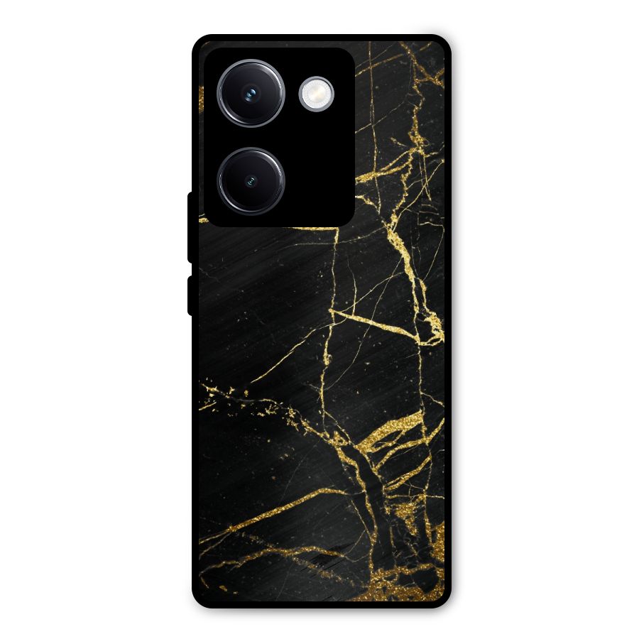 Black And Gold Design Metal Back Case for Vivo Y300 Plus