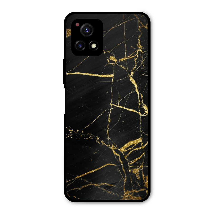 Black And Gold Design Metal Back Case for Vivo Y72 5G