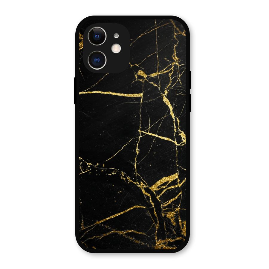 Black And Gold Design Metal Back Case for iPhone 12