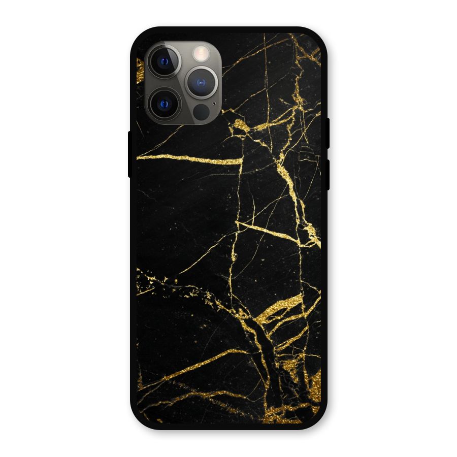 Black And Gold Design Metal Back Case for iPhone 12 Pro