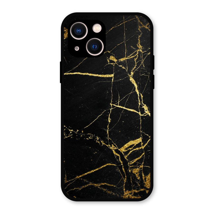 Black And Gold Design Metal Back Case for iPhone 13