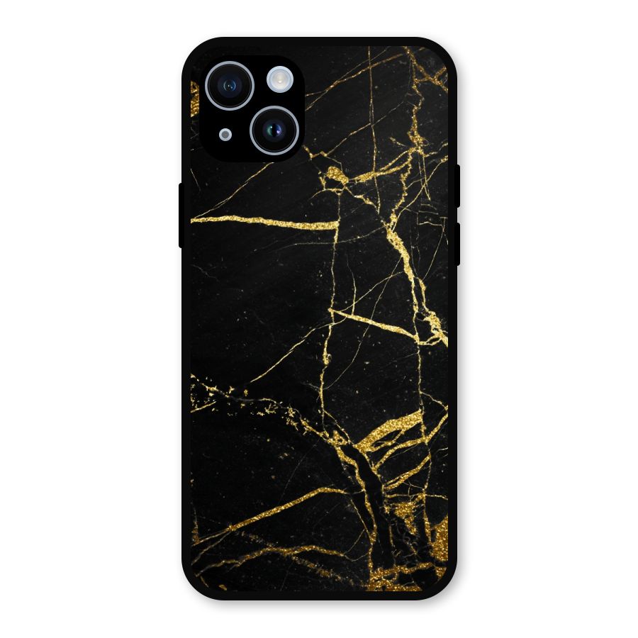 Black And Gold Design Metal Back Case for iPhone 14