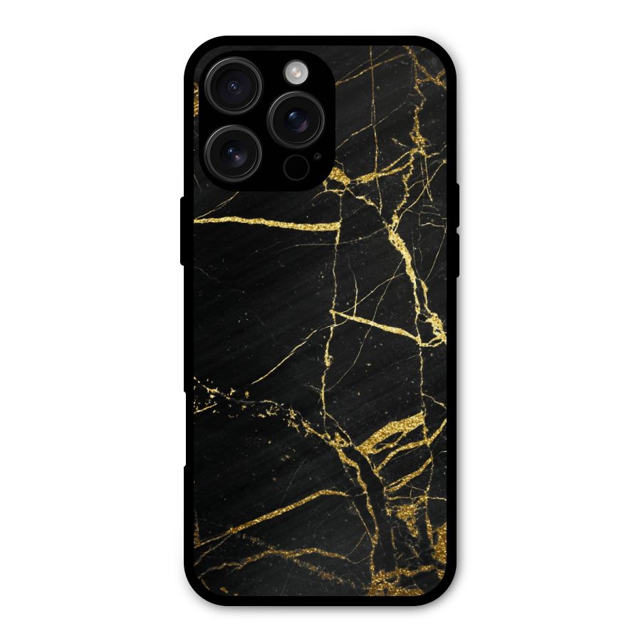 Black And Gold Design Metal Back Case for iPhone 16 Pro Max
