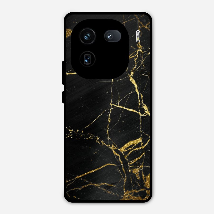 Black And Gold Design Metal Back Case for iQOO 12