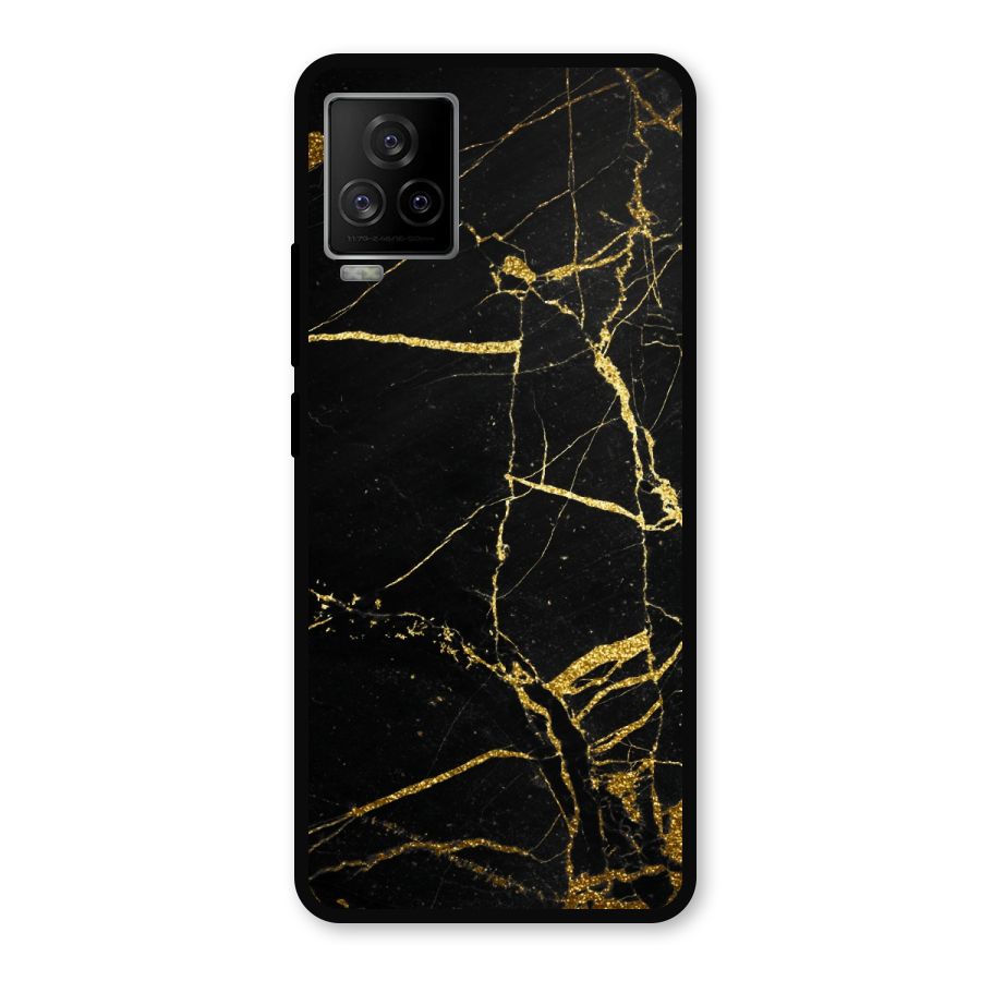 Black And Gold Design Metal Back Case for iQOO 7 Legend 5G