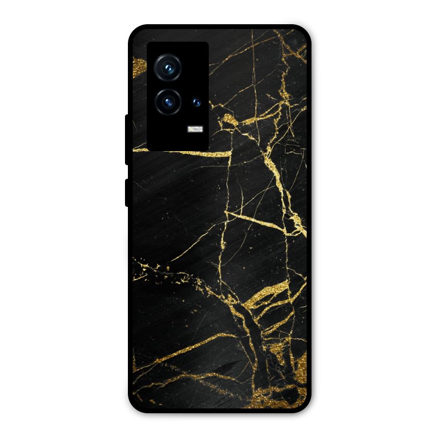 Black And Gold Design Metal Back Case for iQOO 9 5G