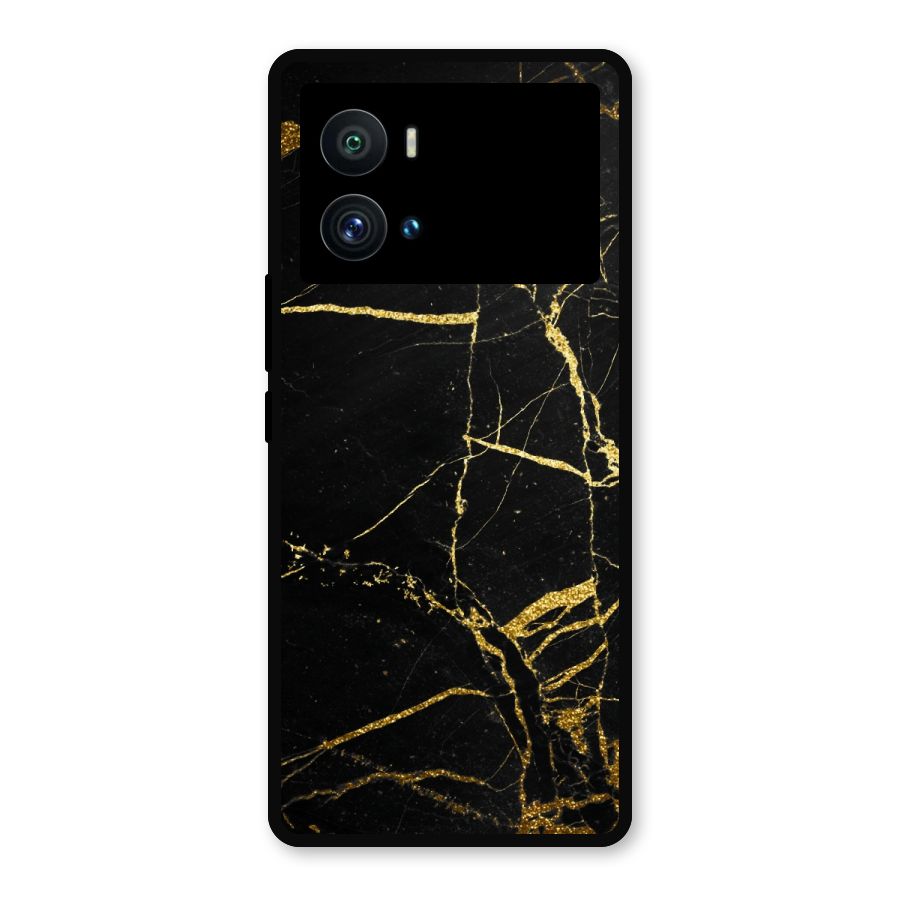Black And Gold Design Metal Back Case for iQOO 9 Pro