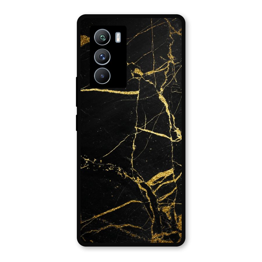 Black And Gold Design Metal Back Case for iQOO 9 SE