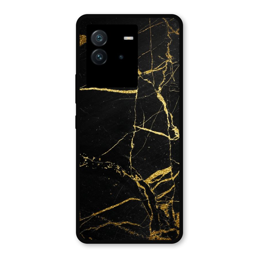 Black And Gold Design Metal Back Case for iQOO Neo 6 5G