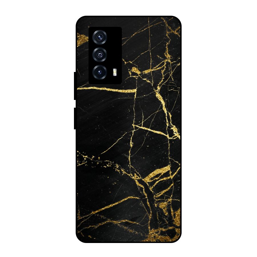 Black And Gold Design Metal Back Case for iQOO Z5