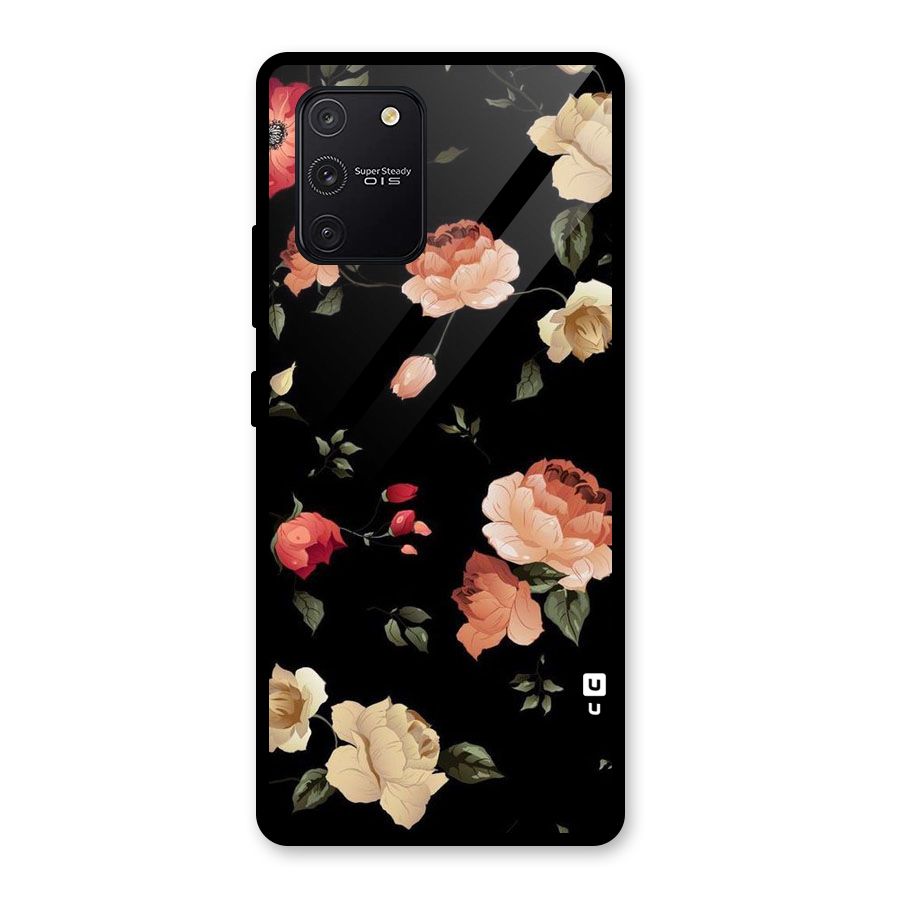 Black Artistic Floral Glass Back Case for Galaxy S10 Lite