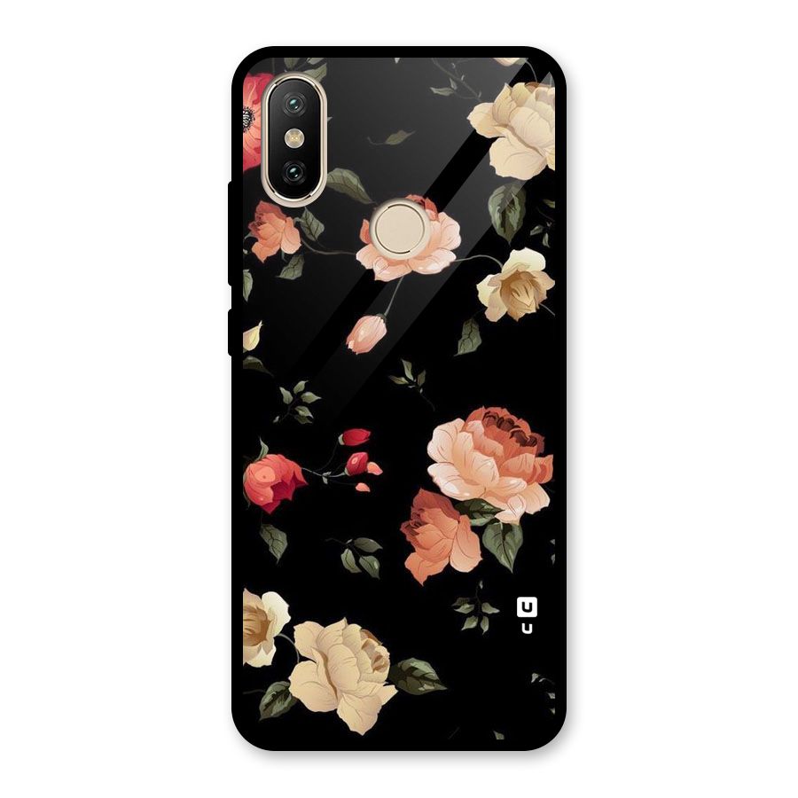 Black Artistic Floral Glass Back Case for Redmi A2