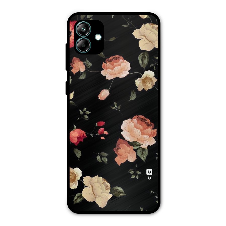Black Artistic Floral Metal Back Case for Galaxy A04