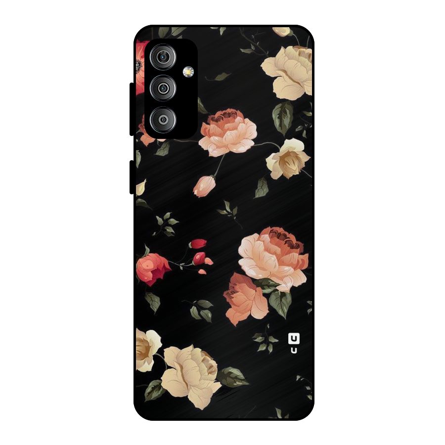 Black Artistic Floral Metal Back Case for Galaxy F23
