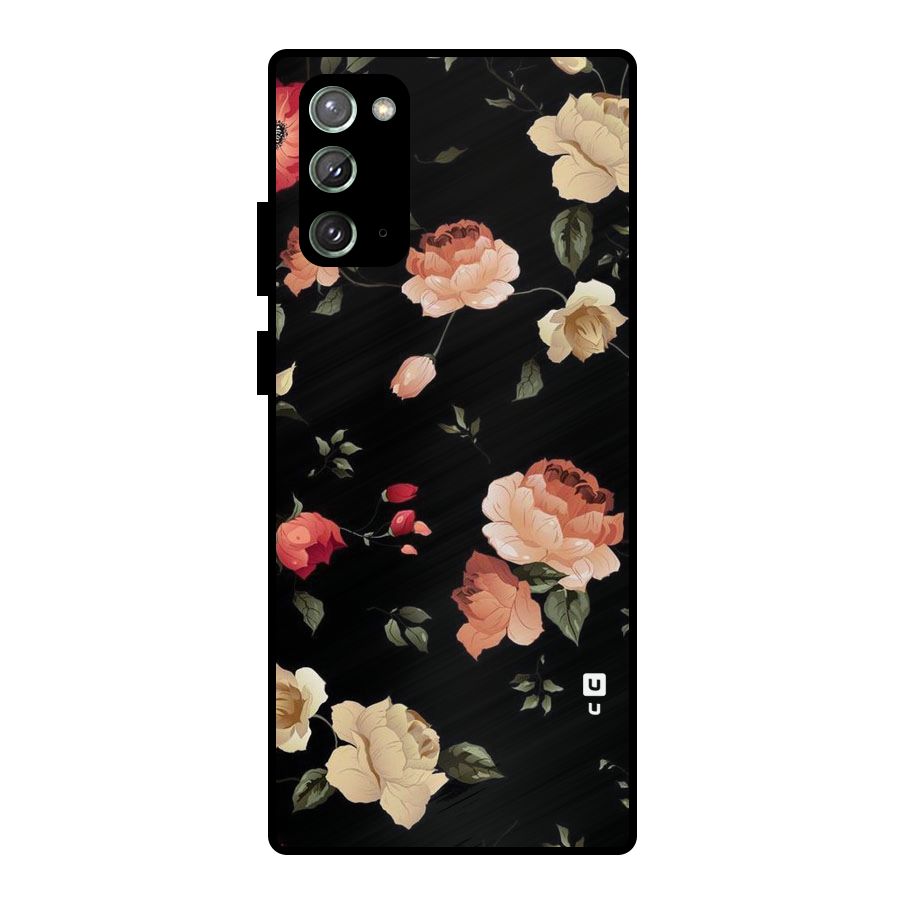Black Artistic Floral Metal Back Case for Galaxy Note 20