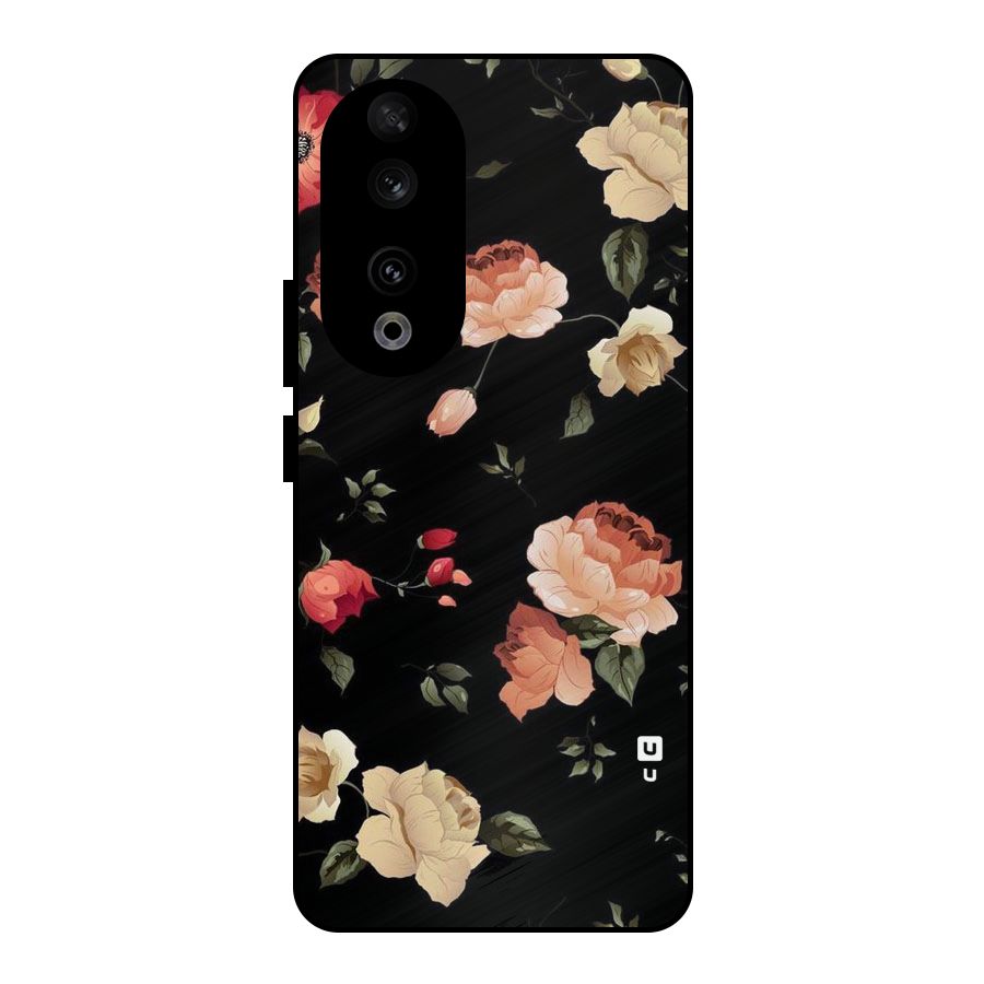 Black Artistic Floral Metal Back Case for Honor 90
