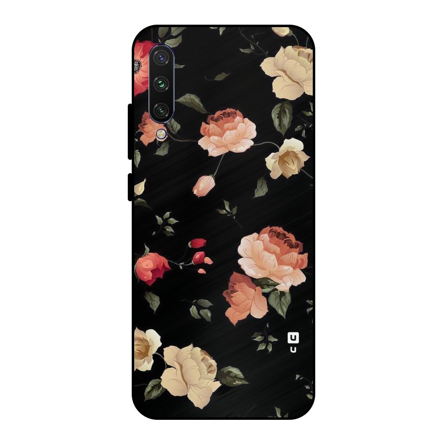 Black Artistic Floral Metal Back Case for Mi A3