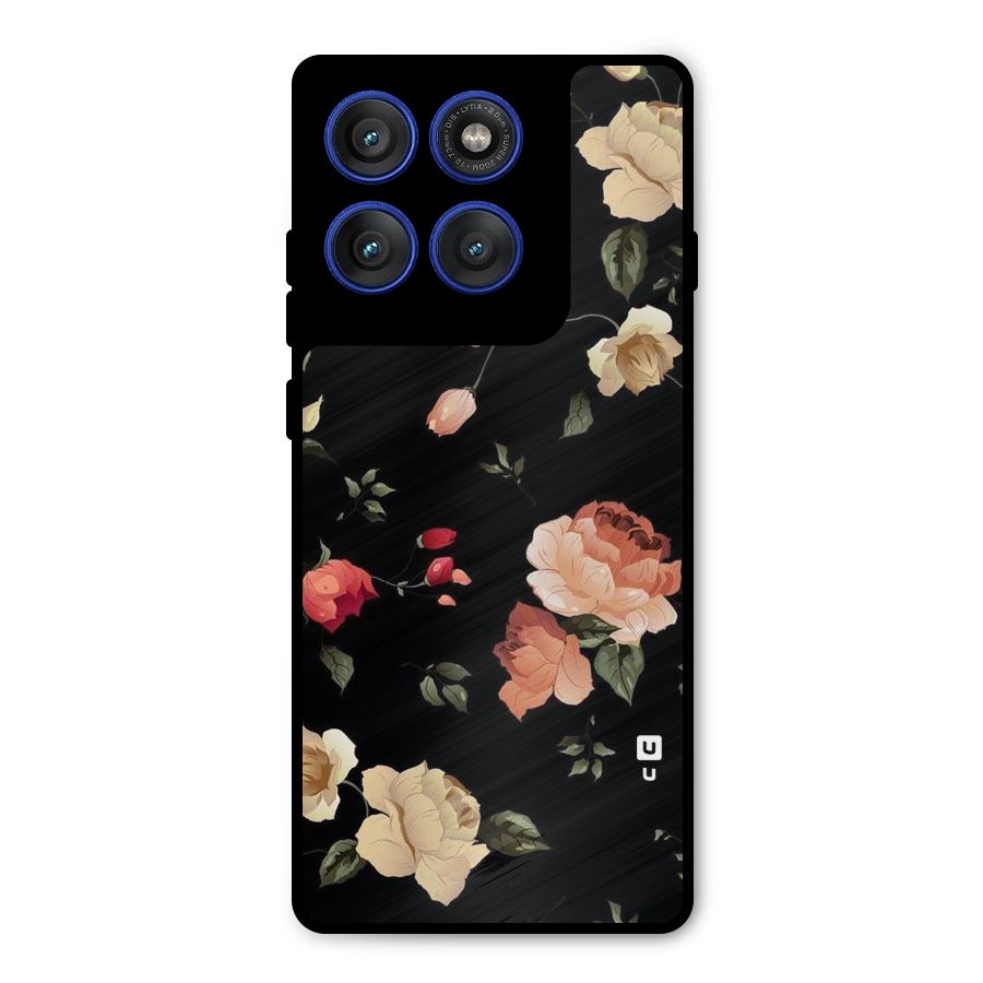 Black Artistic Floral Metal Back Case for Motorola Edge 60 Pro