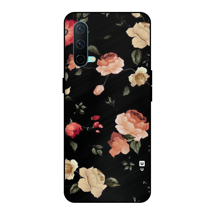 Black Artistic Floral Metal Back Case for OnePlus Nord CE 5G