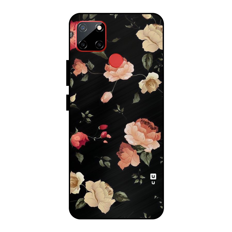 Black Artistic Floral Metal Back Case for Realme C12
