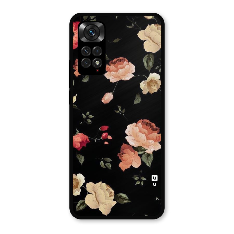 Black Artistic Floral Metal Back Case for Redmi Note 11s