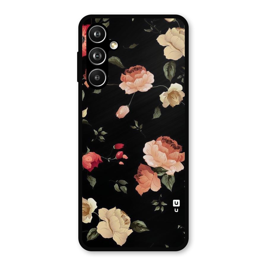 Black Artistic Floral Metal Back Case for Samsung Galaxy M54