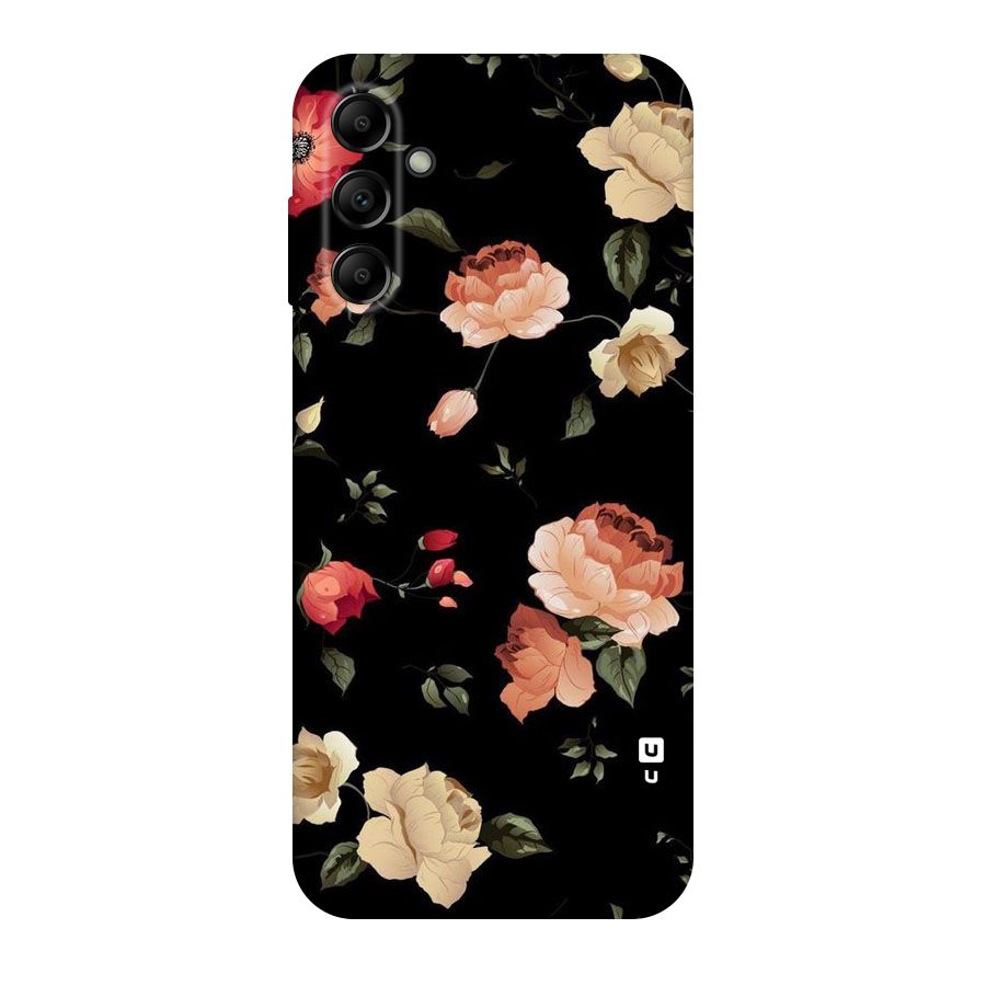 Black Artistic Floral Original Polycarbonate Back Case for Galaxy A14 5G