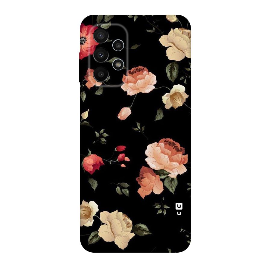 Black Artistic Floral Original Polycarbonate Back Case for Galaxy A23
