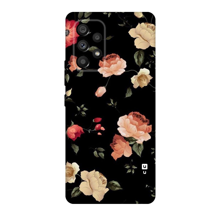 Black Artistic Floral Original Polycarbonate Back Case for Galaxy A53 5G