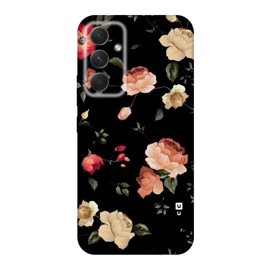 Black Artistic Floral Original Polycarbonate Back Case for Galaxy A54
