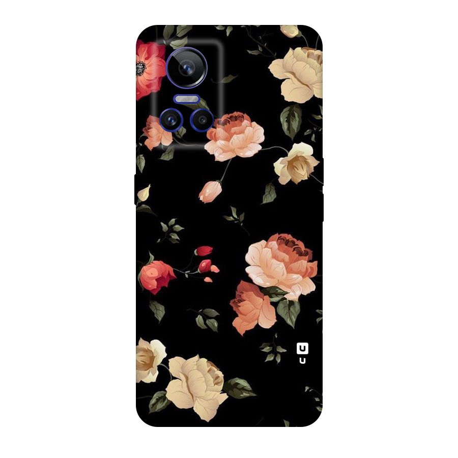 Black Artistic Floral Original Polycarbonate Back Case for Realme GT Neo 3