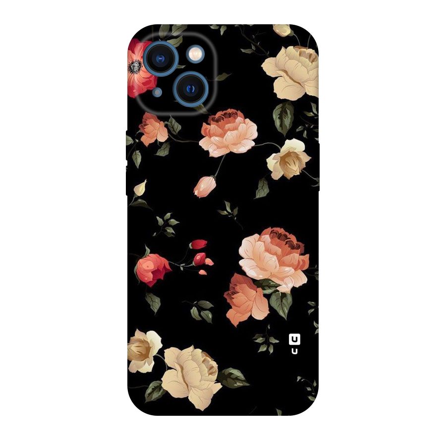 Black Artistic Floral Original Polycarbonate Back Case for iPhone 13