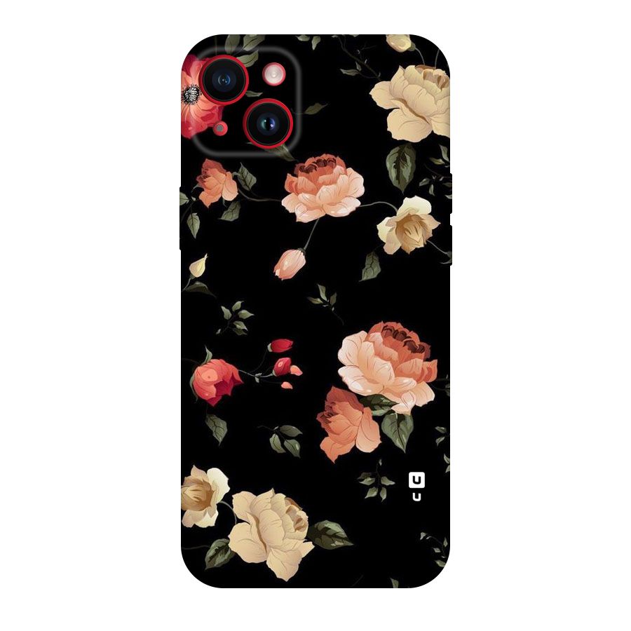 Black Artistic Floral Original Polycarbonate Back Case for iPhone 14 Plus