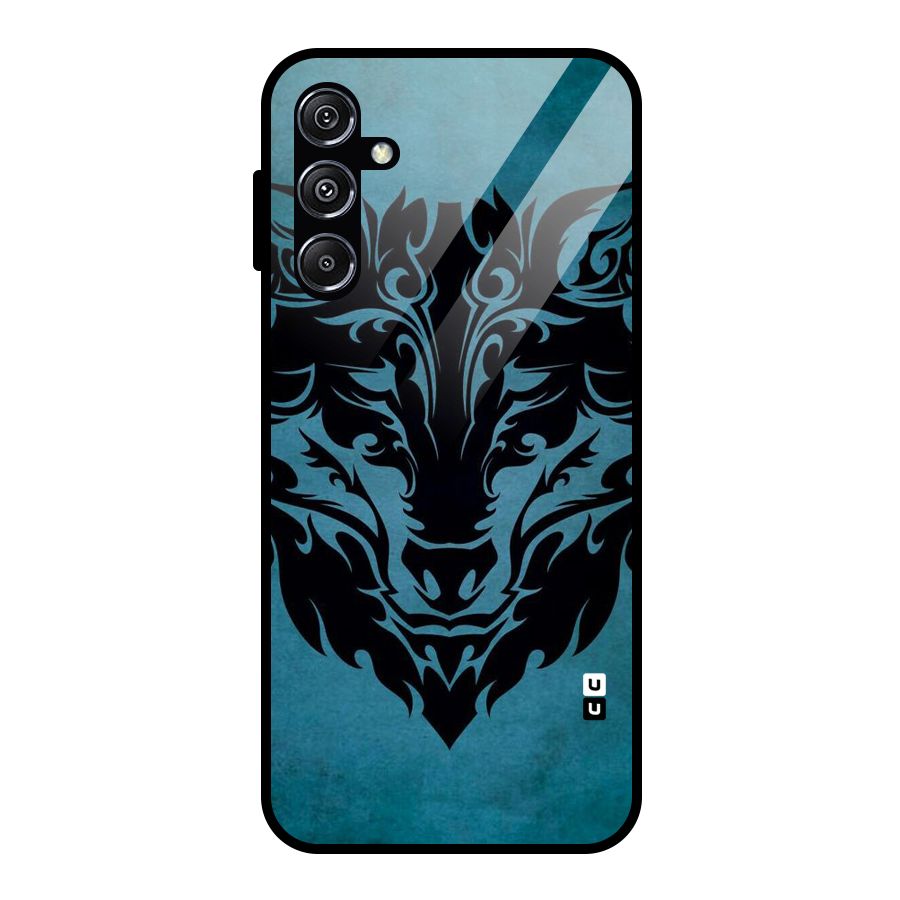 Black Artistic Wolf Glass Back Case for Galaxy M34 5G