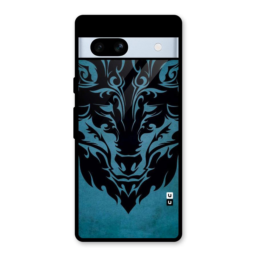 Black Artistic Wolf Glass Back Case for Google Pixel 7a